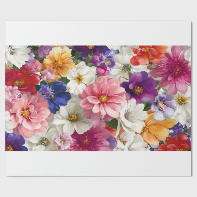 Elegant Floral Mug – Botanical Flower Print Coffee Wrapping Paper (Flat)