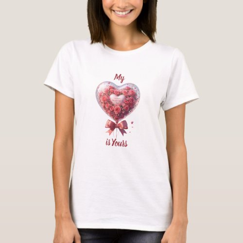 Elegant floral My heart is yours  T_Shirt