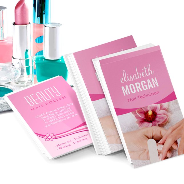 Elegant Floral Nail Salon Manicure SPA Business Card