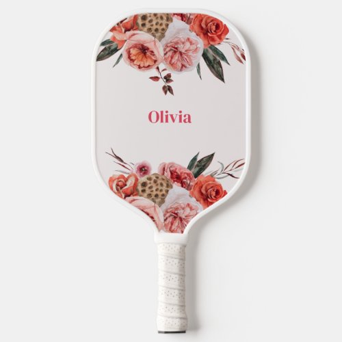 Elegant Floral Name  Pickleball Paddle