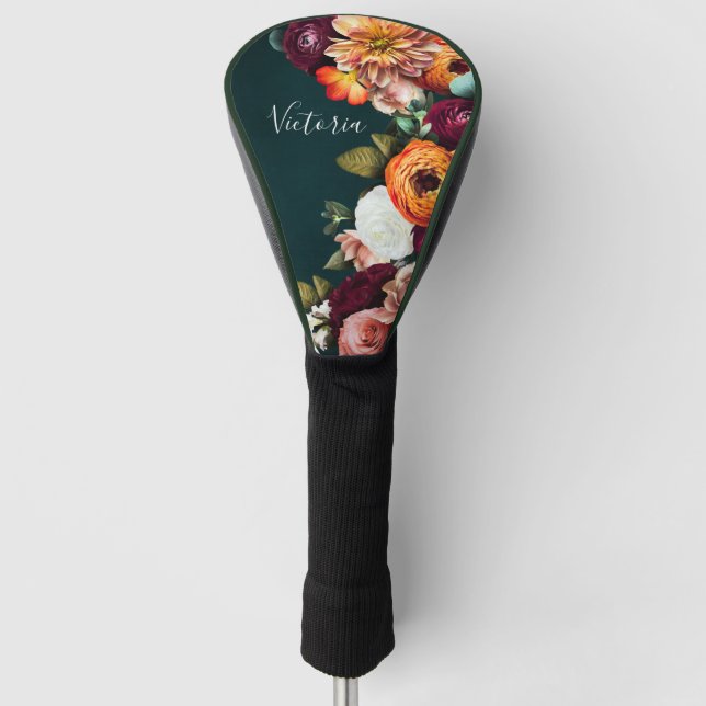 Elegant Floral Name Script Customized Golf Head Cover (Front)