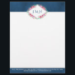 Elegant Floral & Navy Personal Or Business Letterhead<br><div class="desc">These letterheads are simple yet very stylish. They are easy to personalize and can be used for both personal or business purposes to ensure you give that wow factor to your notes and communications.</div>