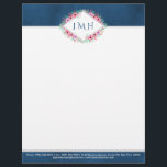 Elegant Floral & Navy Personal Or Business Letterhead<br><div class="desc">These letterheads are simple yet very stylish. They are easy to personalize and can be used for both personal or business purposes to ensure you give that wow factor to your notes and communications.</div>