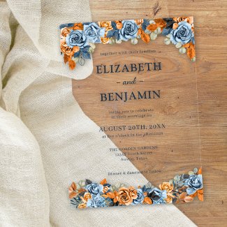 Elegant Floral Navy Rust Dark Terracota Wedding