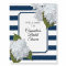 Elegant Floral Navy White Modern Stripe XL Welcome