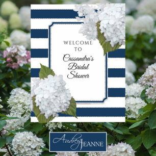 Elegant Floral Navy White Modern Stripe XL Welcome Foam Board