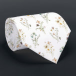 Elegant Floral Neck Tie<br><div class="desc">Elegant Floral neck tie. This elegant neck tie features a pattern of beautiful hand-painted watercolor blush pink,  dusty blue,  spring yellow,  and sage green delicate pressed vintage wildflowers on a white background that's perfect for a garden wedding! Find matching items in the Wildflower Wedding Collection.</div>