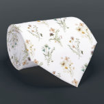 Elegant Floral Neck Tie<br><div class="desc">Elegant Floral neck tie. This elegant neck tie features a pattern of beautiful hand-painted watercolor blush pink,  dusty blue,  spring yellow,  and sage green delicate pressed vintage wildflowers on a white background that's perfect for a garden wedding! Find matching items in the Wildflower Wedding Collection.</div>