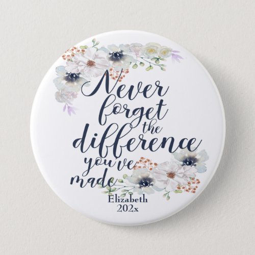 Elegant Floral Never Forget The Difference Button