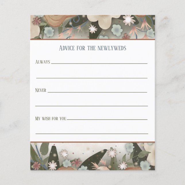 Elegant Floral Newlywed Advice Inspirivity cards (Front)