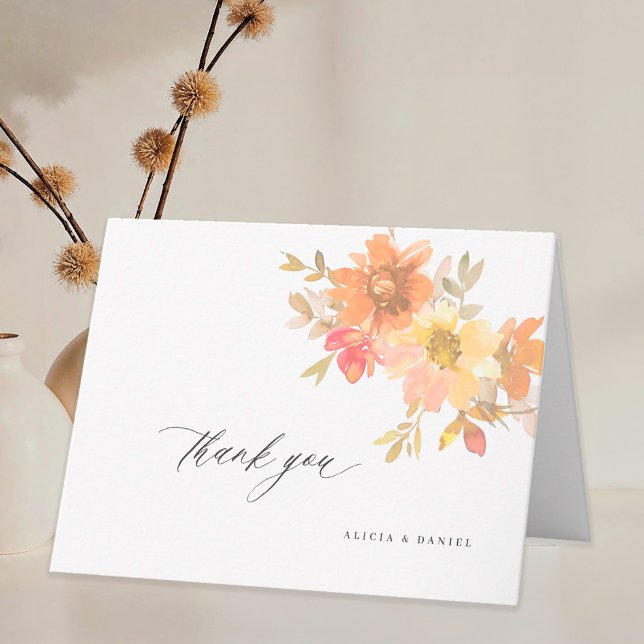 Elegant floral non photo wedding  thank you card (Creator Uploaded)