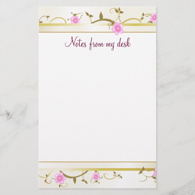 Elegant Floral Note Paper (Front)