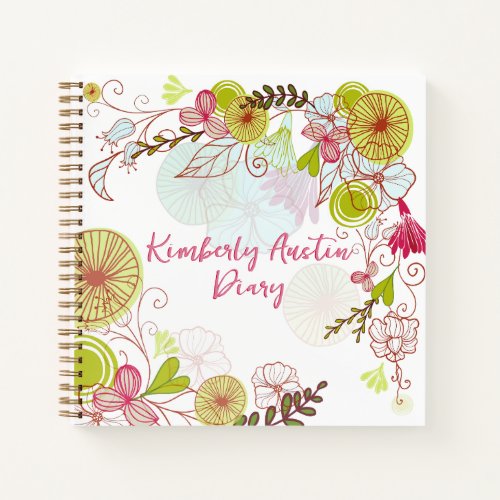 Elegant Floral Notebook in French Pink