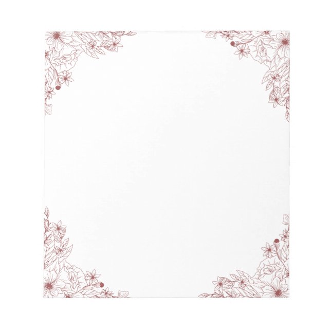 Elegant Floral Notepad -  5.5” x 6” (Front)