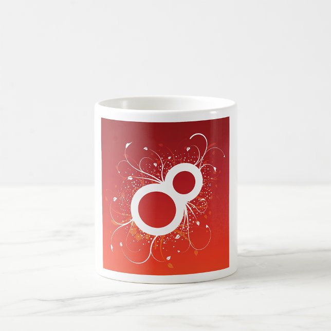 Elegant Floral Number 8 Red Abstract Coffee Mug (Creator Uploaded)