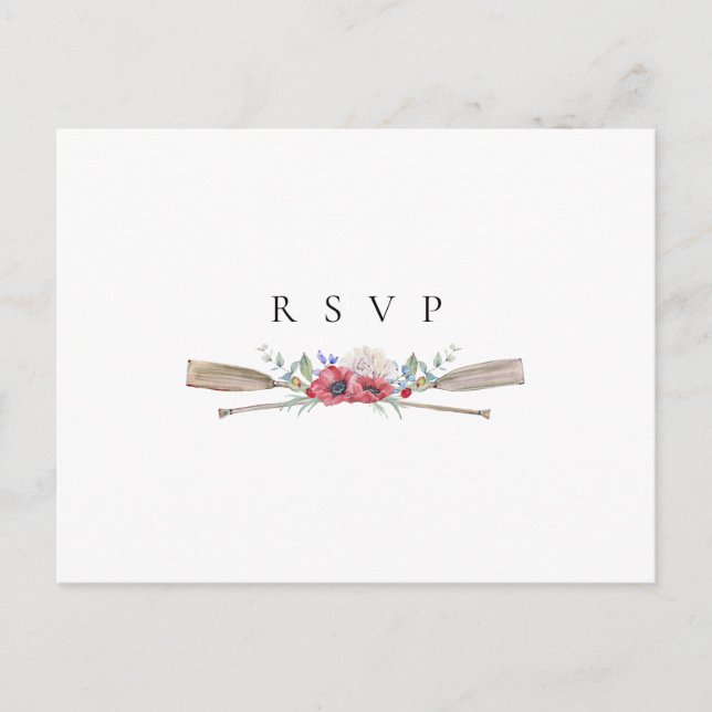 Elegant Floral Oars Wedding RSVP Song Request Invitation Postcard (Front)