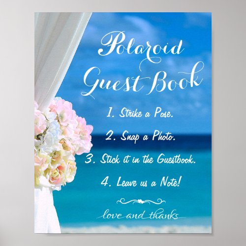 Elegant Floral Ocean Beach Summer Guestbook Sign