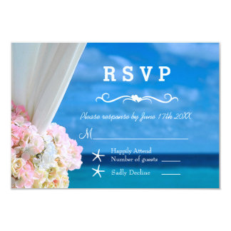 Elegant Floral Ocean Beach Summer RSVP Card