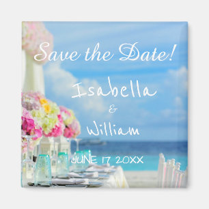 Elegant Floral Ocean Beach Summer Save the Date Magnet