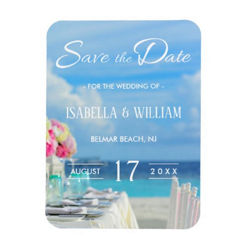 Elegant Floral Ocean Beach Summer Save the Date Magnet