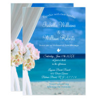 Elegant Floral Ocean Beach Summer Wedding Card