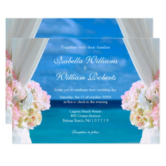 Elegant Floral Ocean Beach Summer Wedding Gate Card