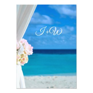 Elegant Floral Ocean Beach Summer Wedding Invitation