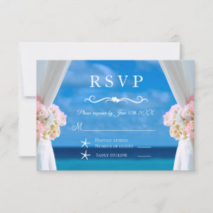 Elegant Floral Ocean Beach Summer Wedding RSVP
