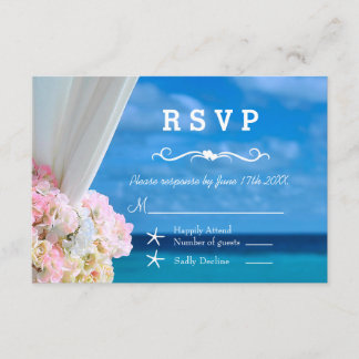 Elegant Floral Ocean Beach Summer Wedding RSVP