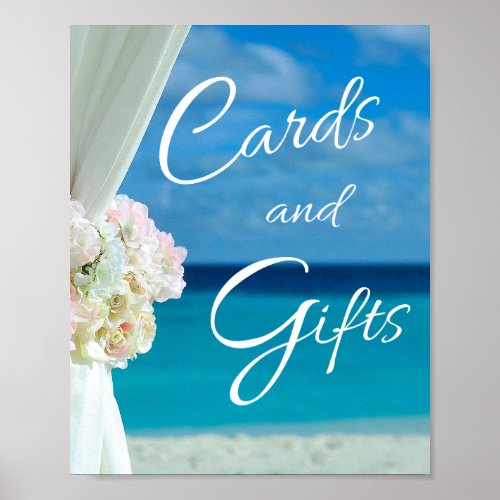 Elegant Floral Ocean Beach Summer Wedding Sign