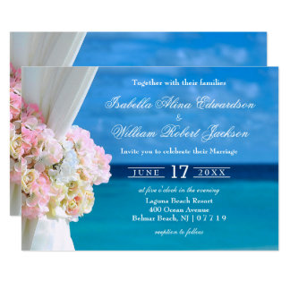 Elegant Floral Ocean Beach Wedding Invitation