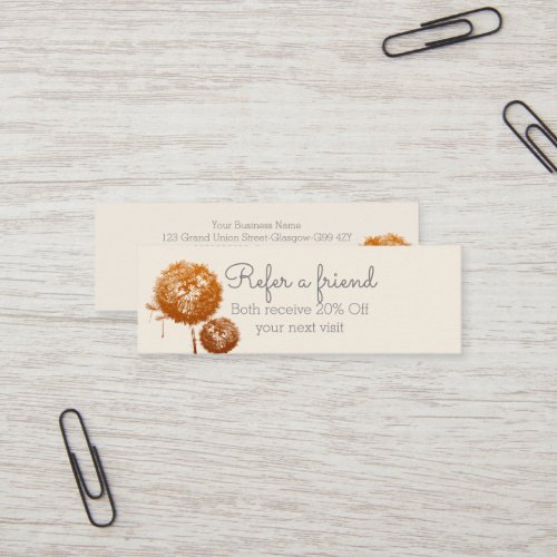 Elegant Floral On Cream Referral Card