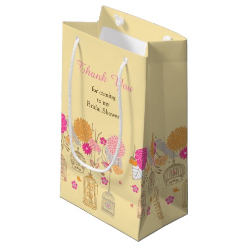 Elegant Floral Orange  Pink Bridal Thank You Small Gift Bag