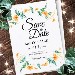 Elegant Floral Orange Save The Date Wedding Enclosure Card