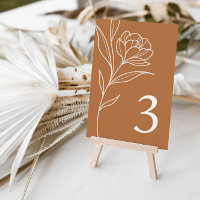 Elegant Floral Orange Wedding Table Number Cards