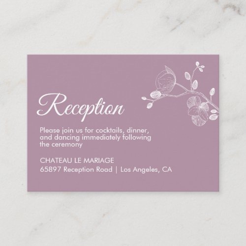 Elegant floral orchids modern simple reception enclosure card