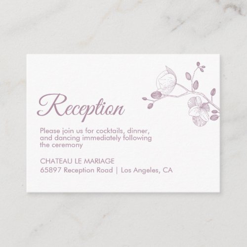 Elegant floral orchids modern simple reception enclosure card