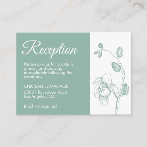 Elegant floral orchids modern simple reception enclosure card