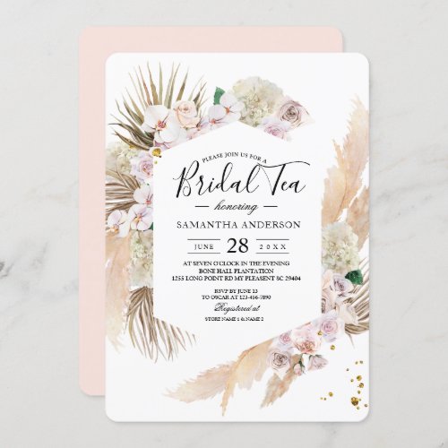 Elegant Floral Orchids  Pampas Beauty Frame Invitation