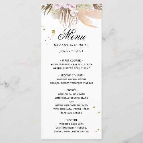 Elegant Floral Orchids  Pampas Beauty Frame Menu