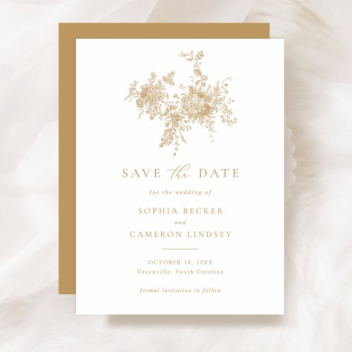 Elegant Floral Ornament Gold Wedding Save the Date Invitation