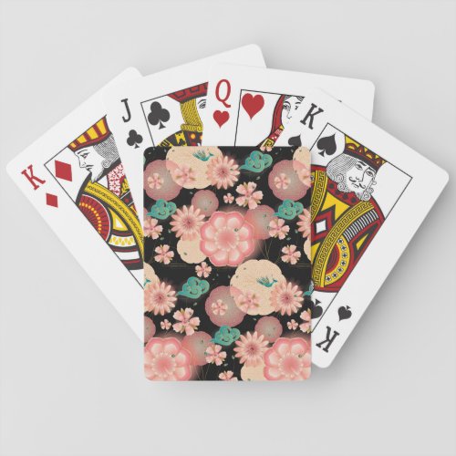 Elegant Floral Ornament Spring Peach Garden Boho Poker Cards
