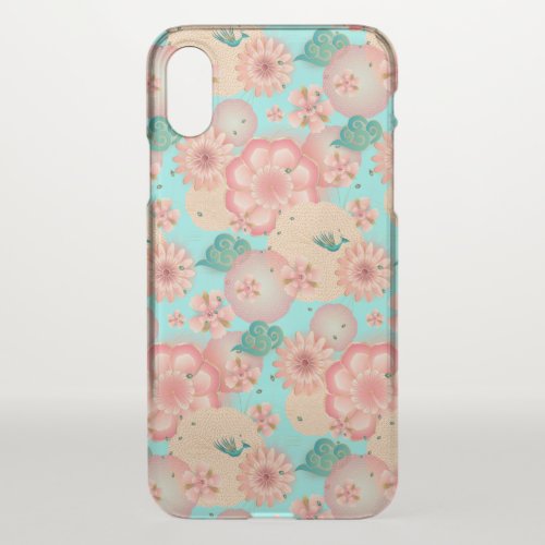 Elegant Floral Ornament Spring Peach Garden Boho iPhone XS Case