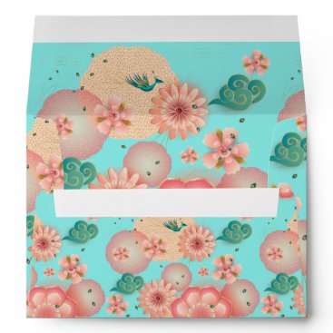 Elegant Floral Ornament, Spring Peach Garden Envelope
