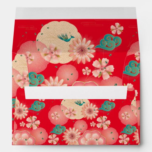 Elegant Floral Ornament Spring Peach Garden Envelope
