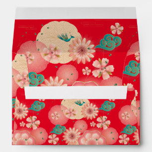Elegant Floral Ornament, Spring Peach Garden Envelope