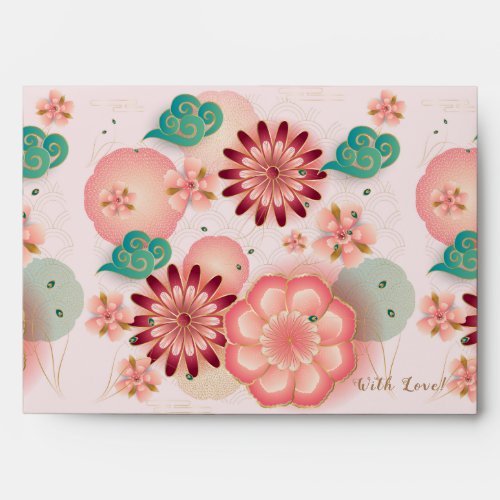 Elegant Floral Ornament Spring Peach Garden Envelope