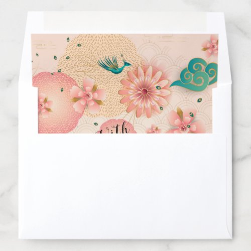 Elegant Floral Ornament Spring Peach Garden Envelope Liner