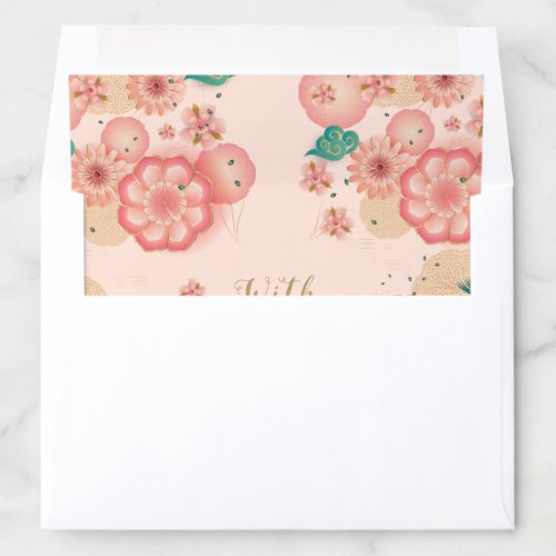 Elegant Floral Ornament Spring Peach Garden Envelope Liner