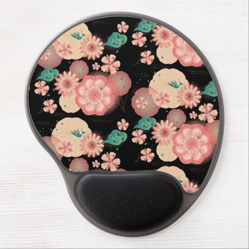 Elegant Floral Ornament Spring Peach Garden Gel Mouse Pad